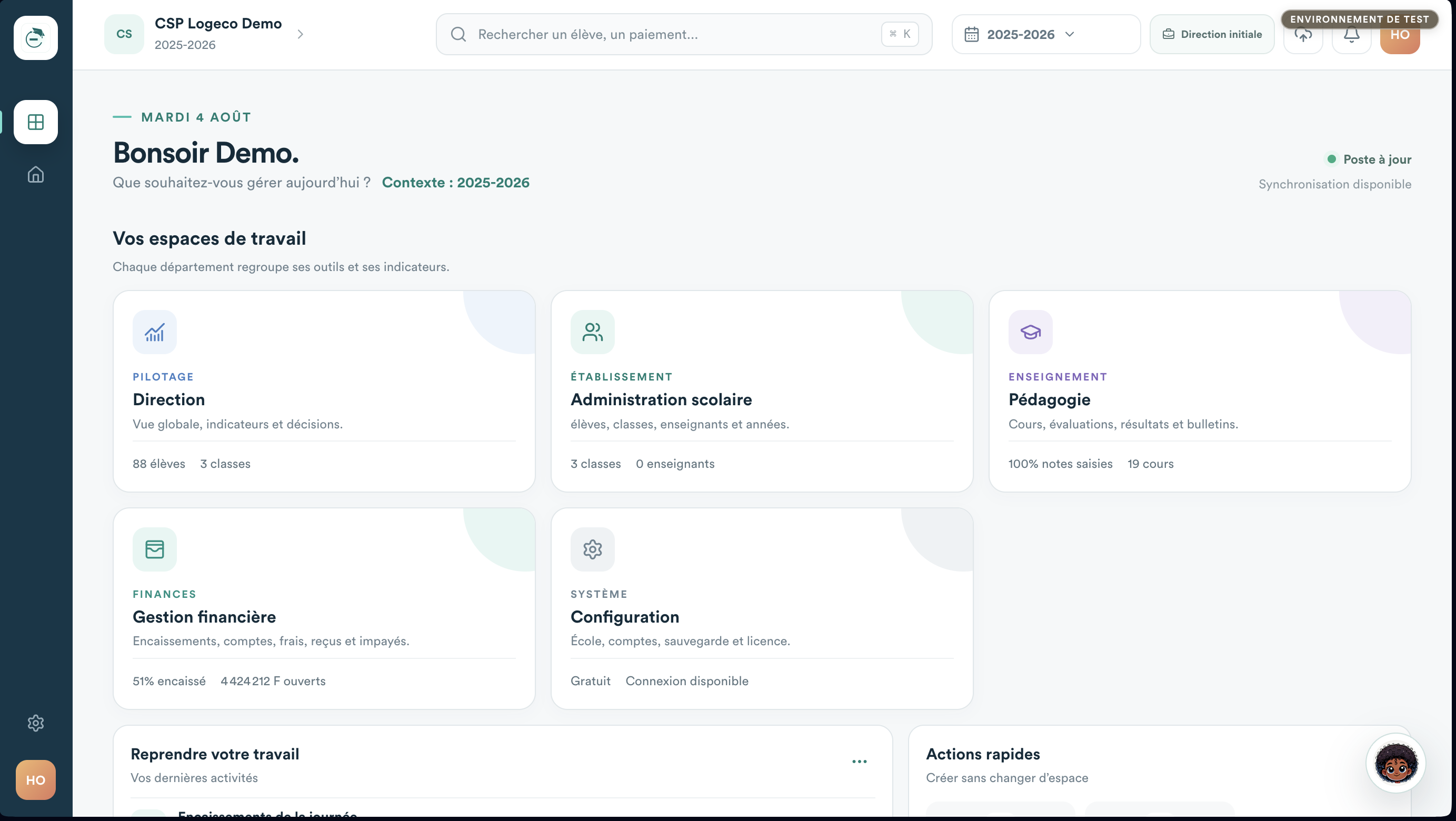 Les espaces de travail